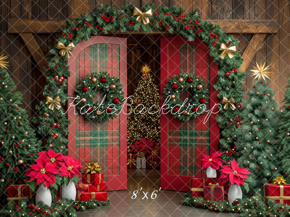 Kate Christmas Plaid Door Backdrop Designed by Mini MakeBelieve - Kate Backdrop AU