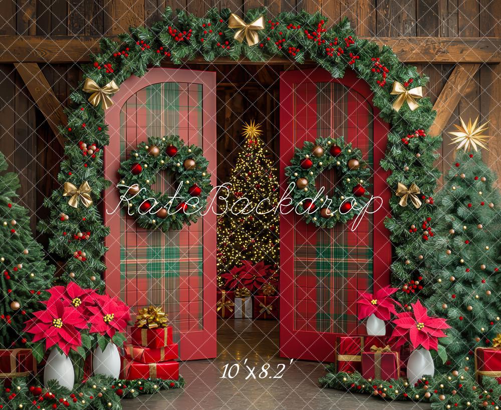 Kate Christmas Plaid Door Backdrop Designed by Mini MakeBelieve - Kate Backdrop AU