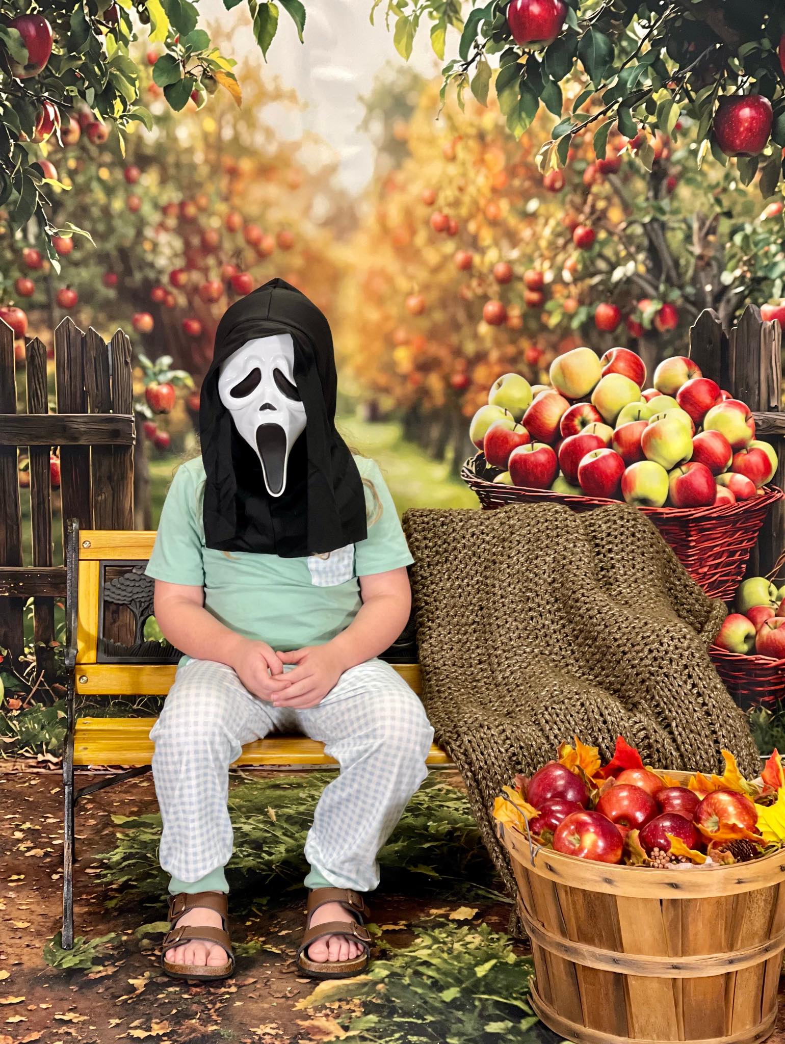 Kate Apple Orchard Wagon Trees Backdrop Designed by Emetselch