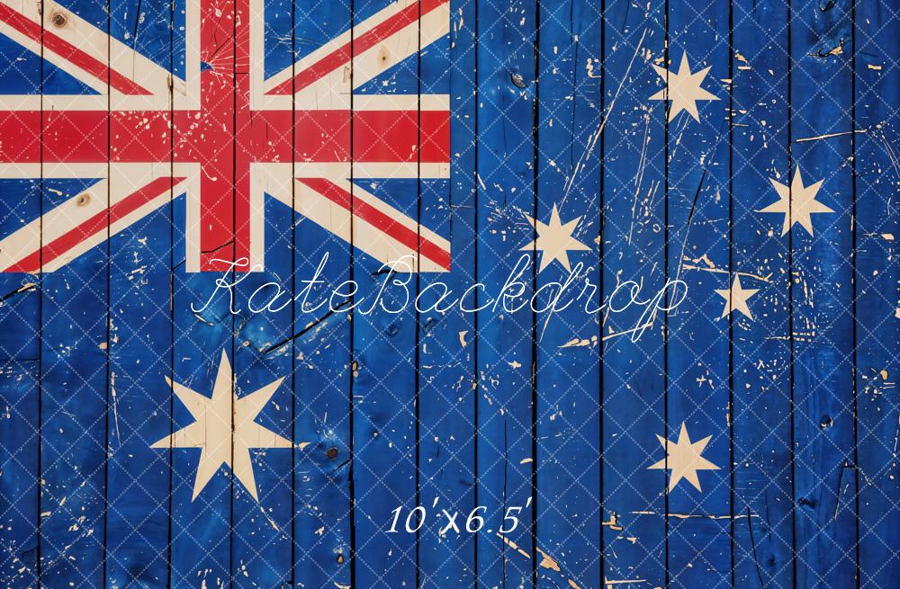 Kate Vintage Wooden Blue Flag Backdrop Designed by Chain Photography