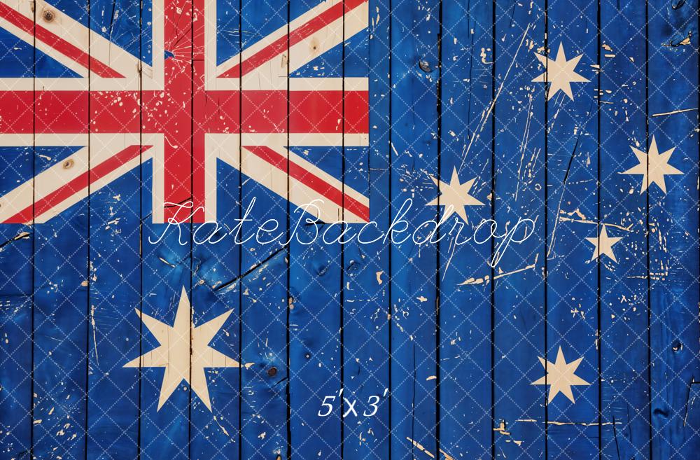 Kate Vintage Wooden Blue Flag Backdrop Designed by Chain Photography