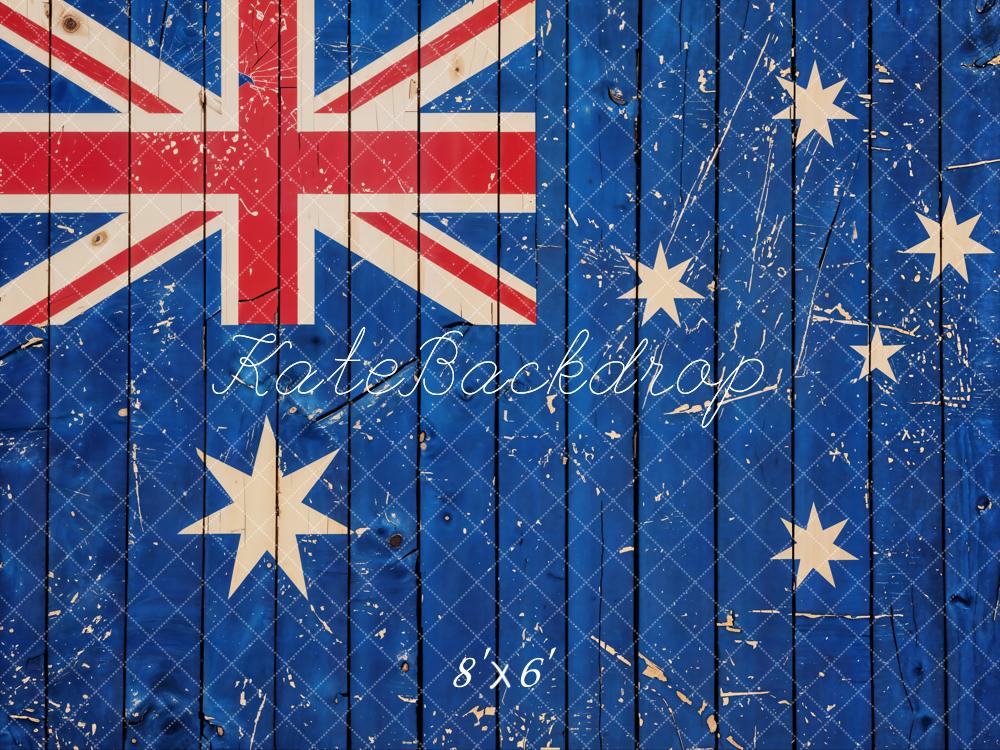 Kate Vintage Wooden Blue Flag Backdrop Designed by Chain Photography