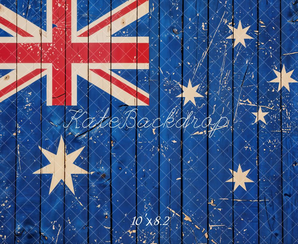 Kate Vintage Wooden Blue Flag Backdrop Designed by Chain Photography