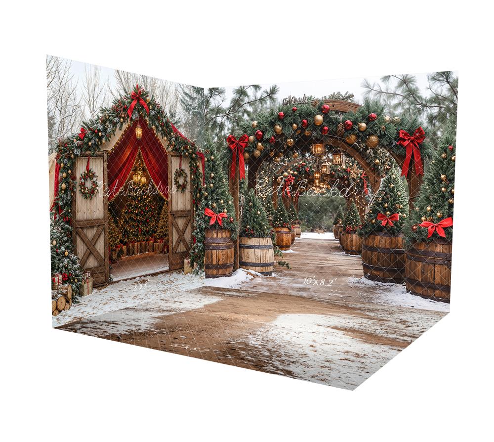 Kate Christmas Trees Arch Snow  Room Set - Kate Backdrop AU