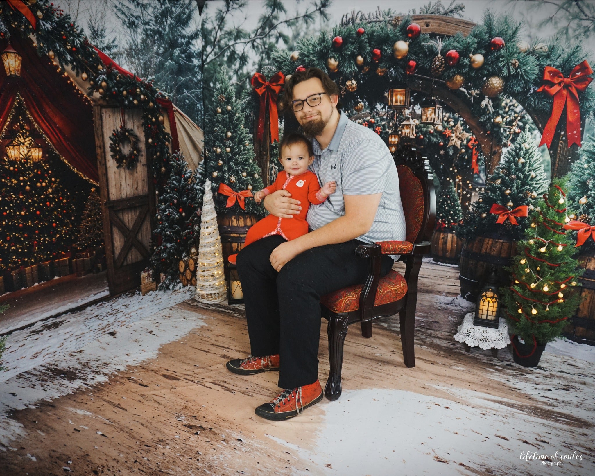 Kate Christmas Trees Arch Snow  Room Set - Kate Backdrop AU