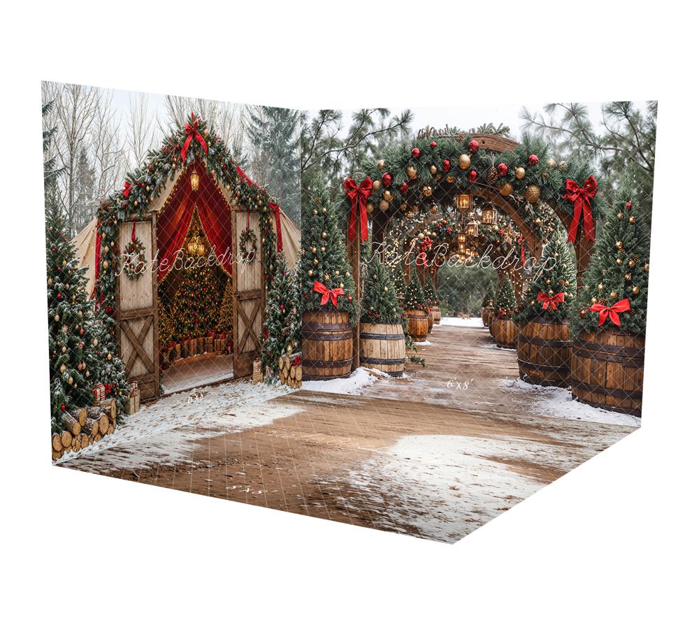 Kate Christmas Trees Arch Snow  Room Set - Kate Backdrop AU