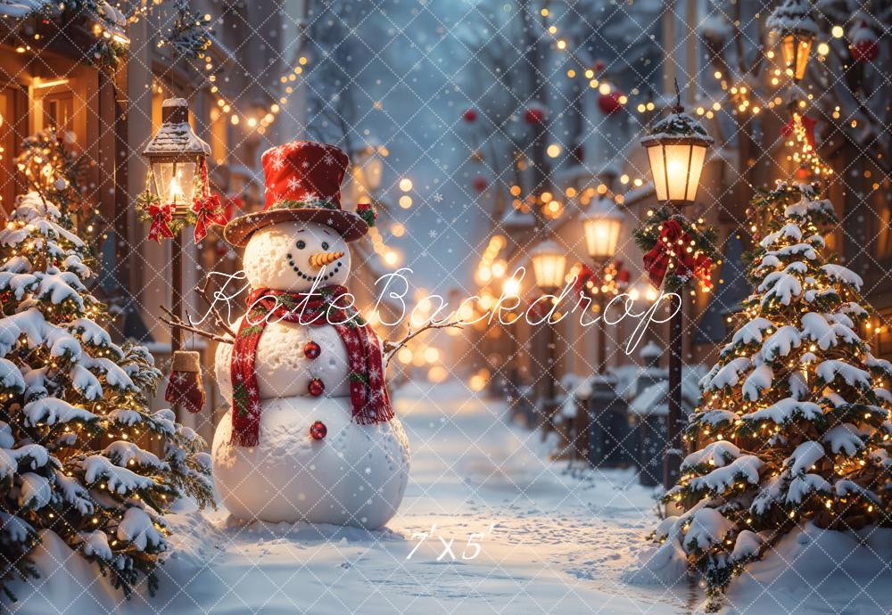 LONSALE Kate Snowman Street Christmas Backdrop Designed by Emetselch - Kate Backdrop AU