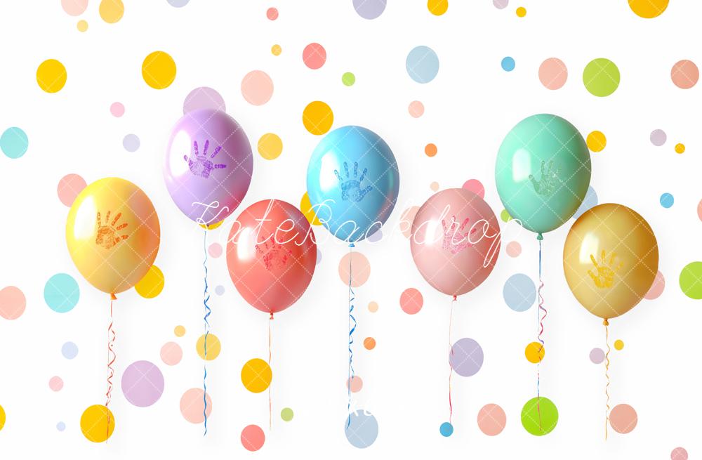 Kate Colourful Balloons Polka Dots Backdrop Designed by Emetselch
