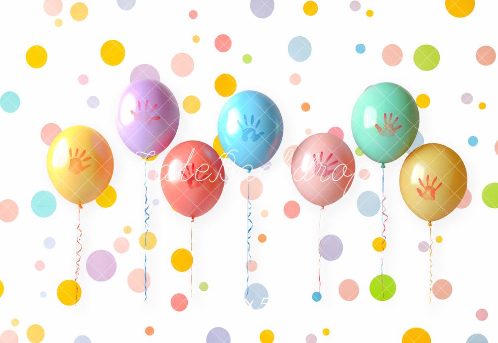 Kate Colourful Balloons Polka Dots Backdrop Designed by Emetselch - Kate Backdrop AU