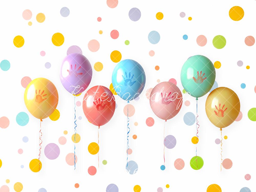 Kate Colourful Balloons Polka Dots Backdrop Designed by Emetselch - Kate Backdrop AU