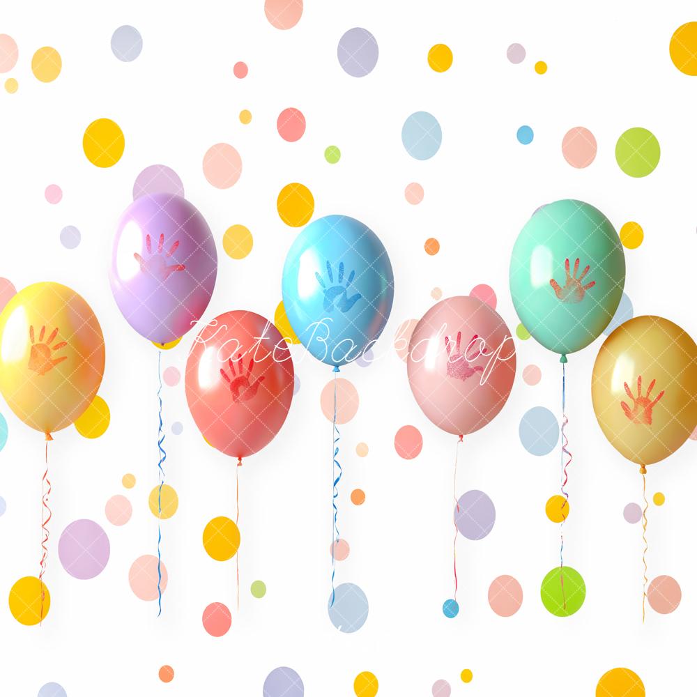 Kate Colourful Balloons Polka Dots Backdrop Designed by Emetselch - Kate Backdrop AU