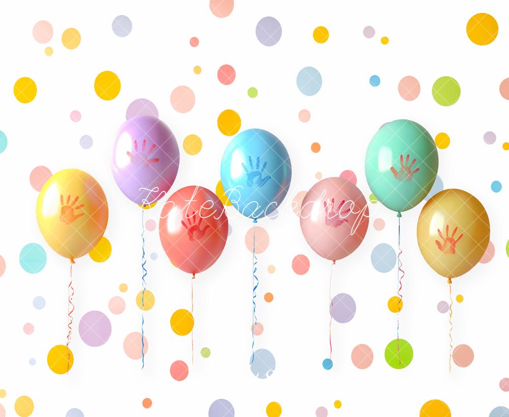 Kate Colourful Balloons Polka Dots Backdrop Designed by Emetselch - Kate Backdrop AU