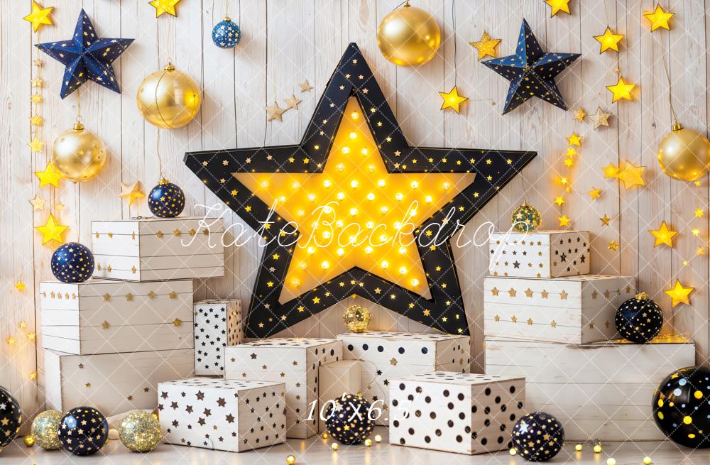 Kate Star Lights Gift Boxes Wooden Wall Backdrop Designed by Emetselch - Kate Backdrop AU