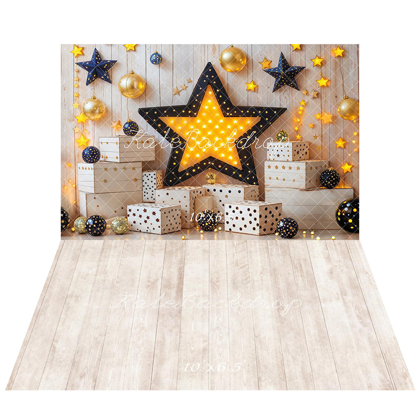 Kate Star Party Birthday Backdrop+Wood Floor Backdrop - Kate Backdrop AU