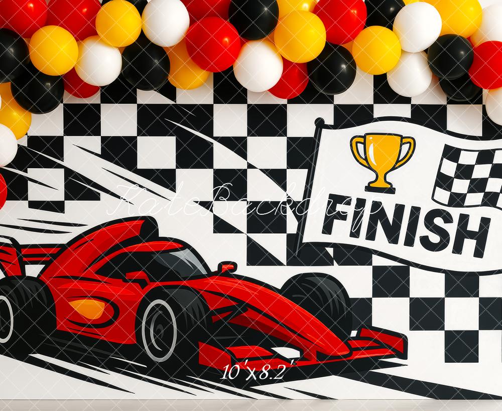 Kate Race Car Finish Line Speed Backdrop Designed by Patty Roberts - Kate Backdrop AU