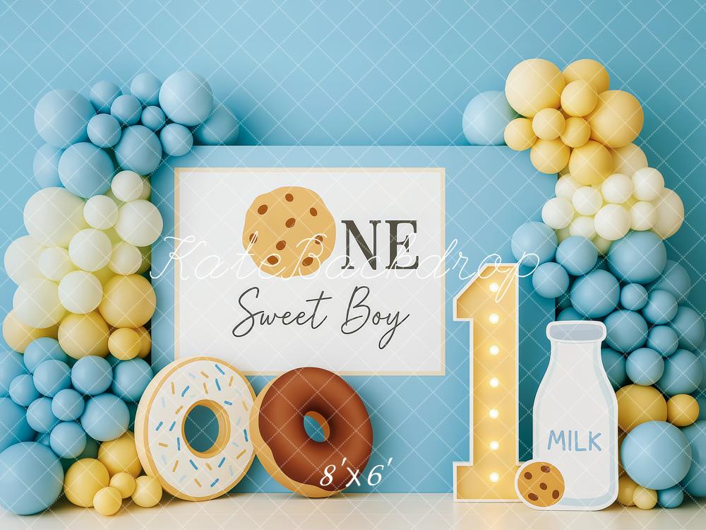 Kate Blue Boy Donut Balloon Backdrop Cake Smash Designed by Patty Roberts
