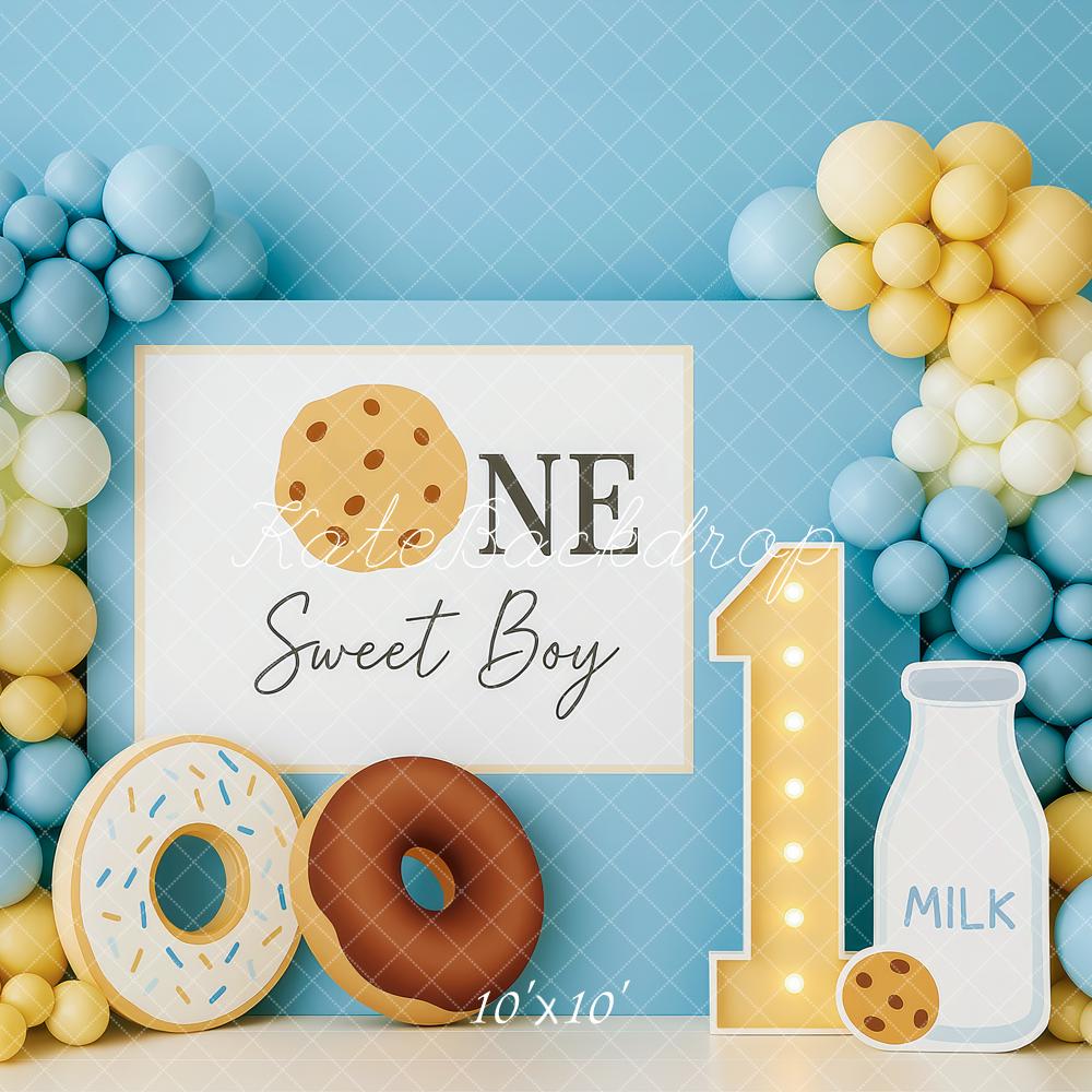 Kate Blue Boy Donut Balloon Backdrop Cake Smash Designed by Patty Roberts