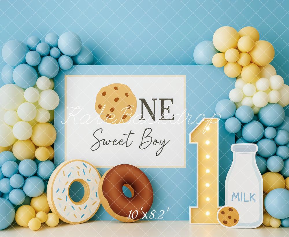 Kate Blue Boy Donut Balloon Backdrop Cake Smash Designed by Patty Roberts