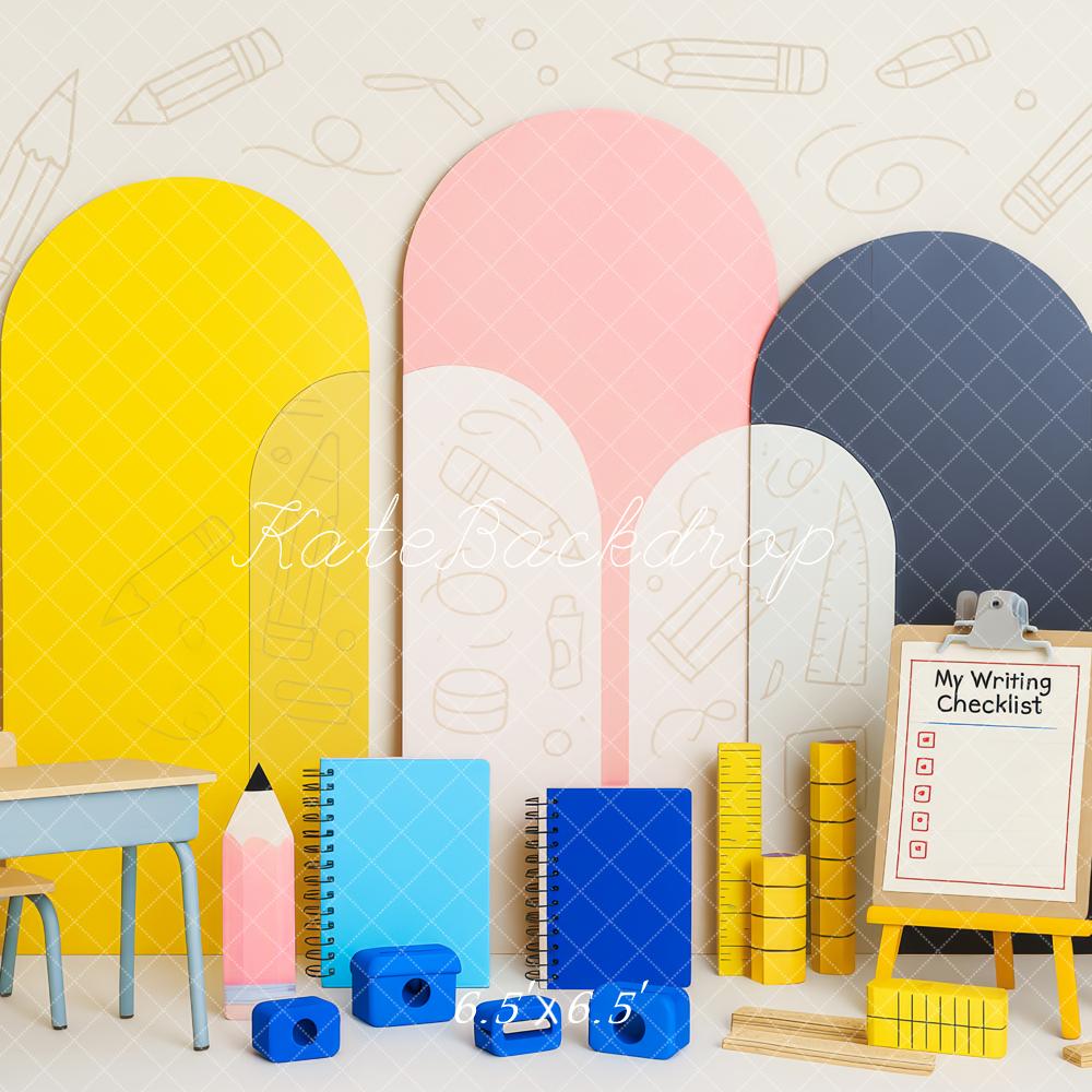 Kate Color Doodle Back To School Backdrop Designed by Patty Roberts - Kate Backdrop AU