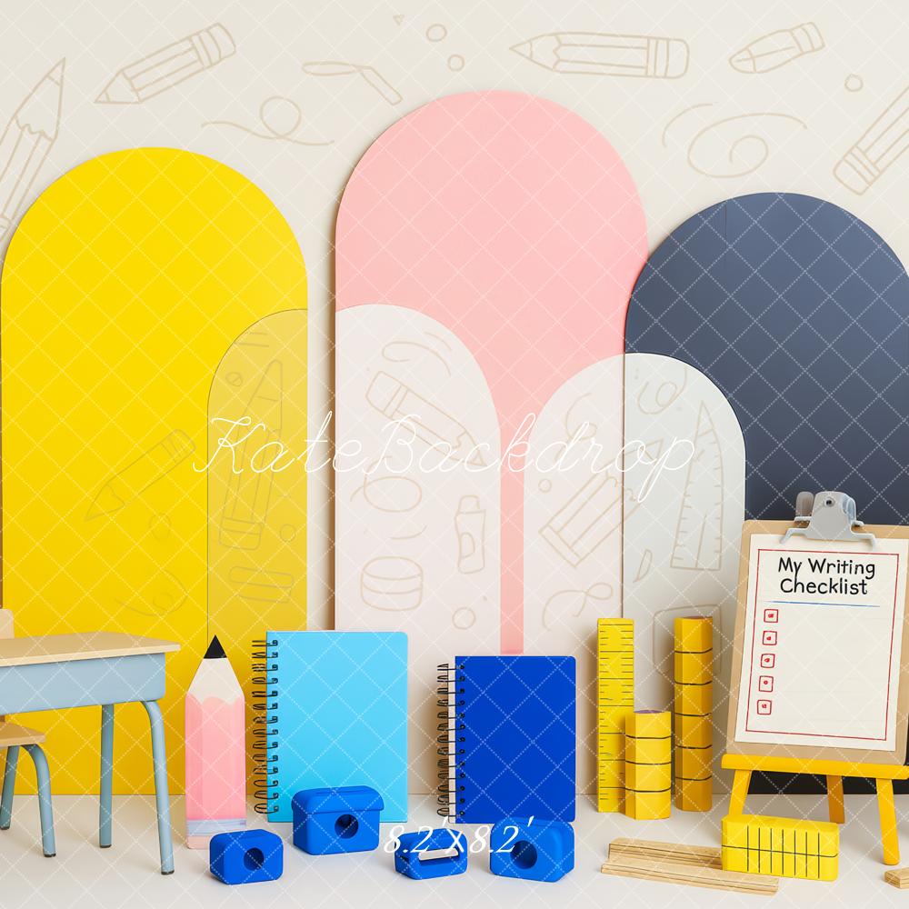 Kate Color Doodle Back To School Backdrop Designed by Patty Roberts - Kate Backdrop AU