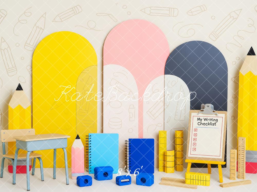 Kate Color Doodle Back To School Backdrop Designed by Patty Roberts - Kate Backdrop AU