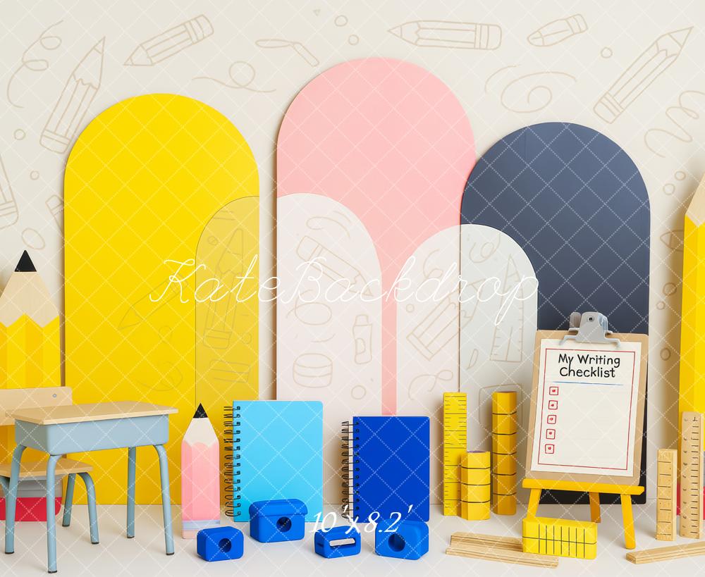 Kate Color Doodle Back To School Backdrop Designed by Patty Roberts - Kate Backdrop AU