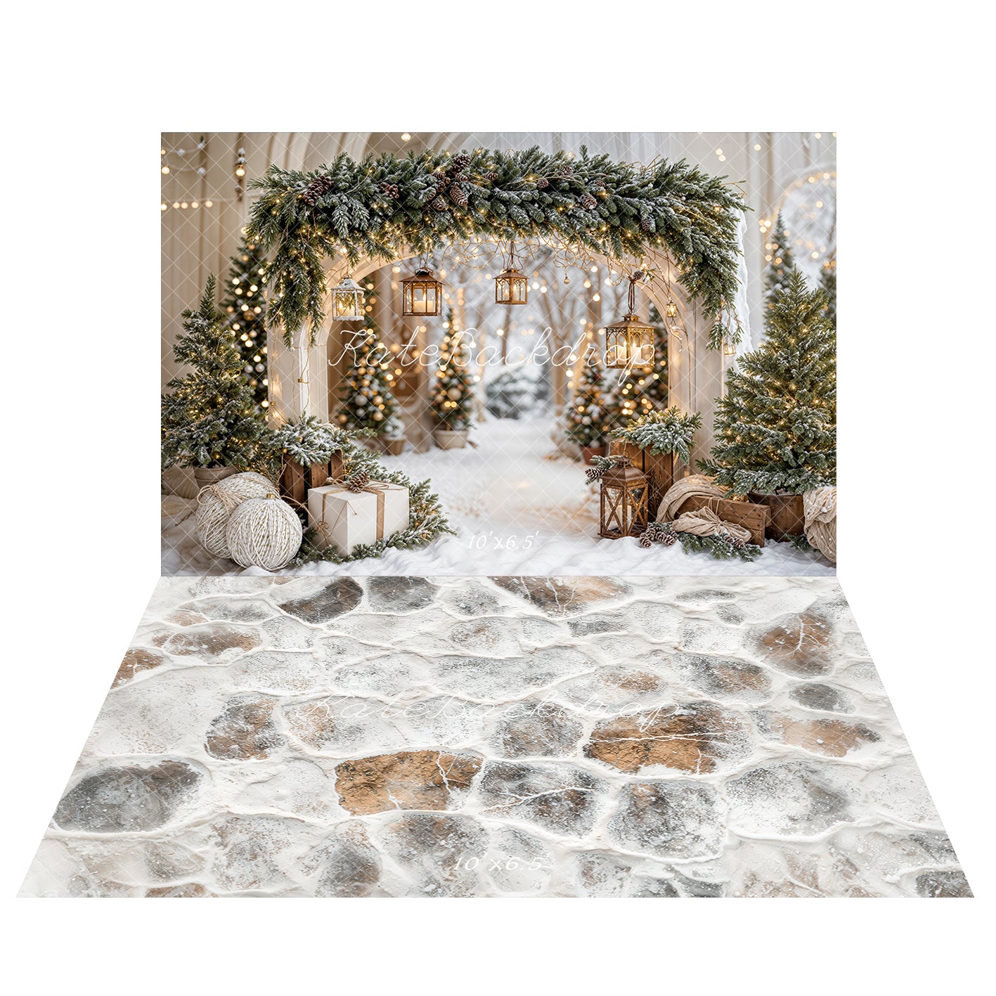 Kate Christmas Snow  Arch Backdrop+Stone Texture Floor Backdrop - Kate Backdrop AU