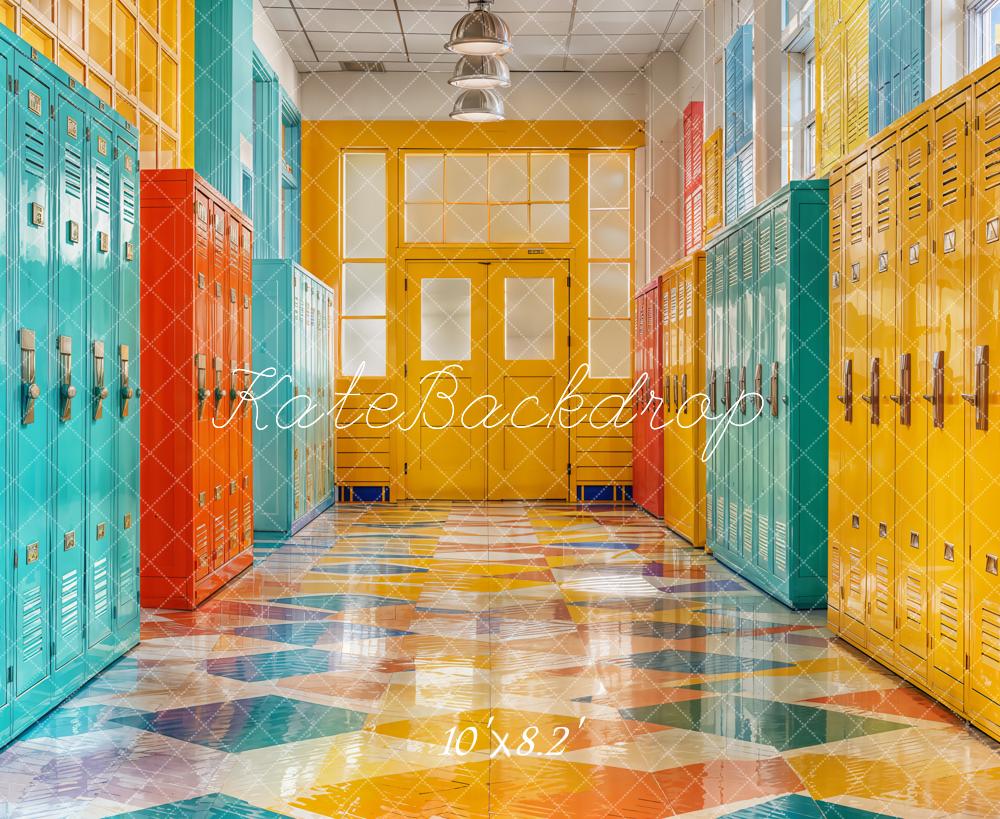 Kate Lockers Yellow Green Backdrop Designed by Emetselch - Kate Backdrop AU