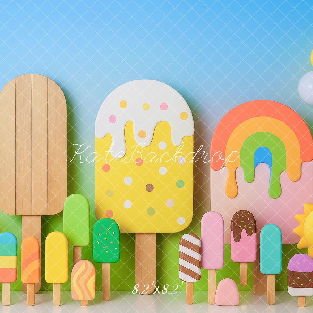 Kate Popsicle Rainbow Pastel Party Backdrop Designed by Patty Roberts - Kate Backdrop AU