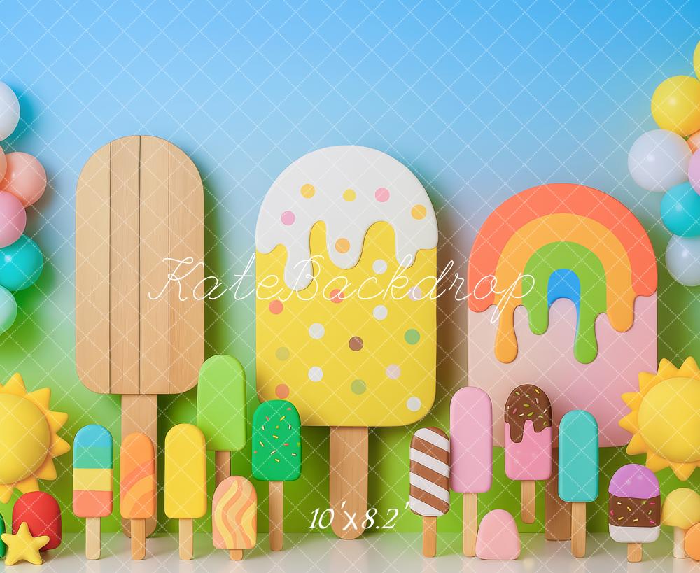 Kate Popsicle Rainbow Pastel Party Backdrop Designed by Patty Roberts - Kate Backdrop AU