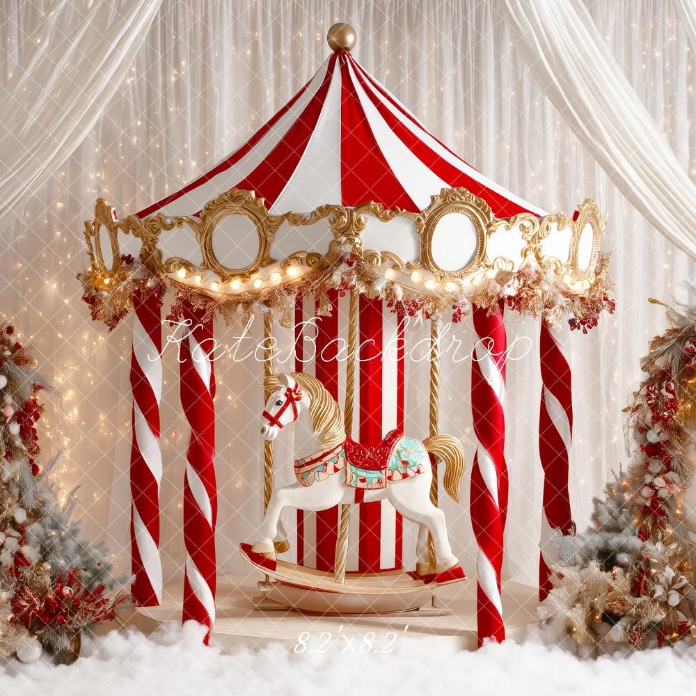 Kate Christmas Circus Carousel Backdrop Designed by Patty Roberts - Kate Backdrop AU