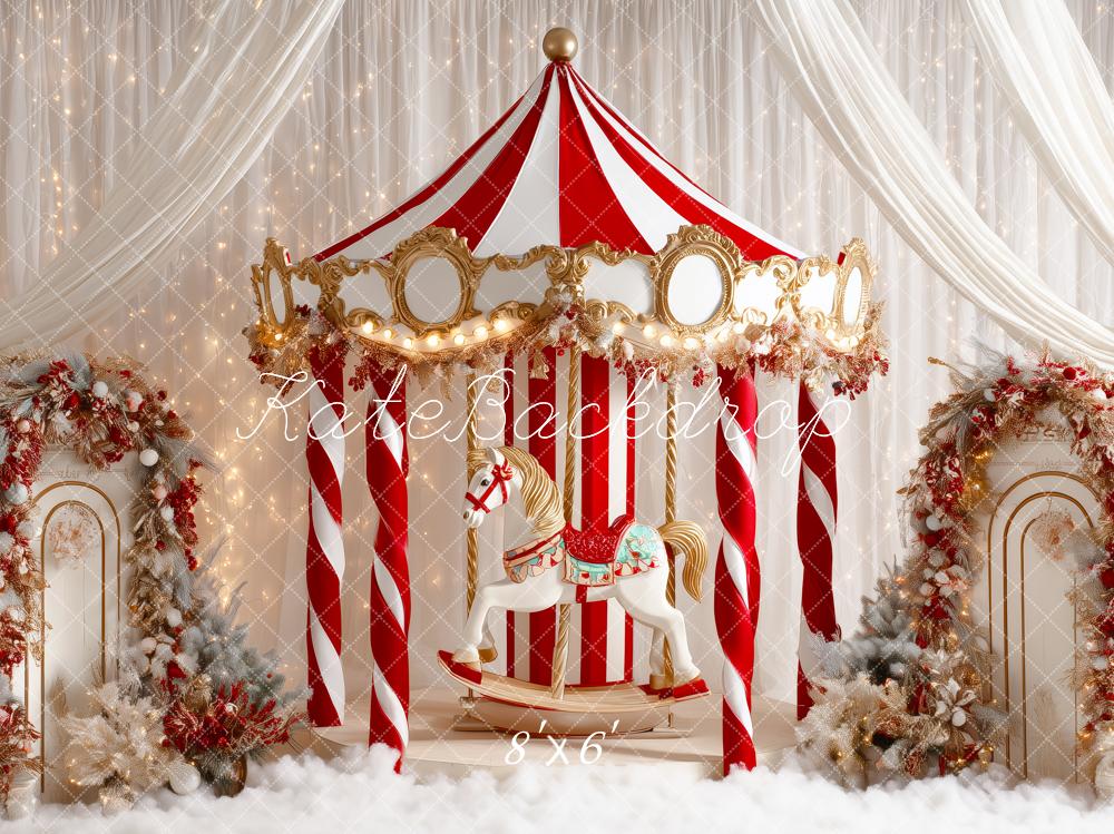 Kate Christmas Circus Carousel Backdrop Designed by Patty Roberts - Kate Backdrop AU