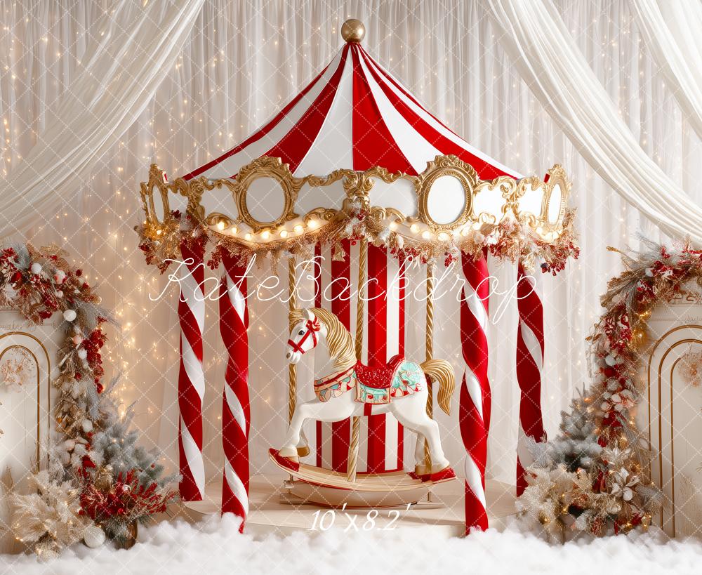 Kate Christmas Circus Carousel Backdrop Designed by Patty Roberts - Kate Backdrop AU