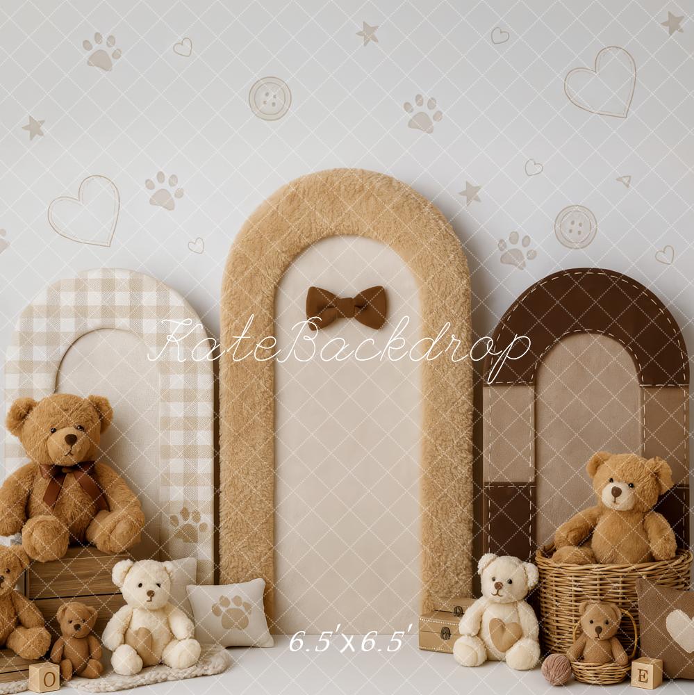 Kate Teddy Bear Beige Arches Backdrop Designed by Patty Roberts - Kate Backdrop AU