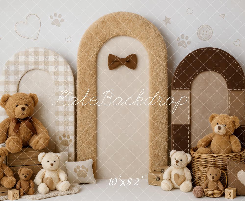 Kate Teddy Bear Beige Arches Backdrop Designed by Patty Roberts - Kate Backdrop AU