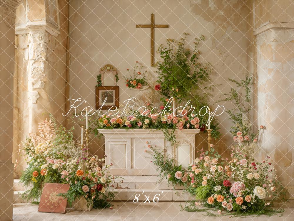 Kate Vintage Wedding Floral Backdrop Cross Candlestick Designed by Emetselch
