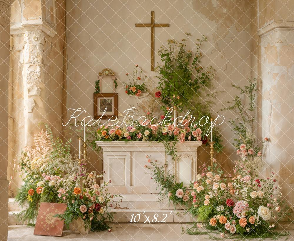 Kate Vintage Wedding Floral Backdrop Cross Candlestick Designed by Emetselch