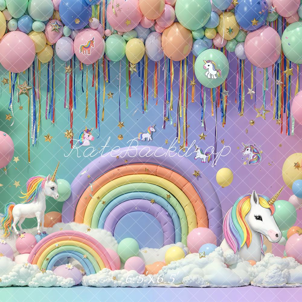Kate Rainbow Cloud Unicorn Backdrop Cake Smash Designed by Emetselch