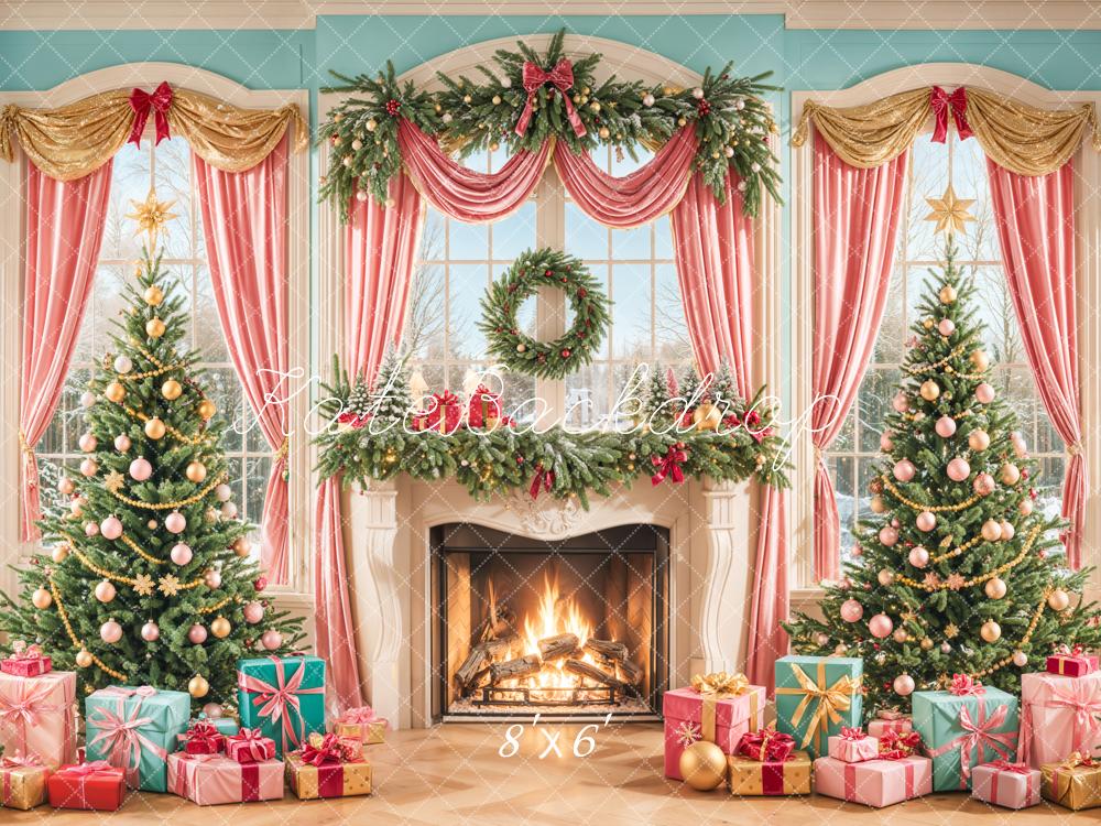 Kate Christmas Backdrop Trees Gifts Window Designed by Emetselch