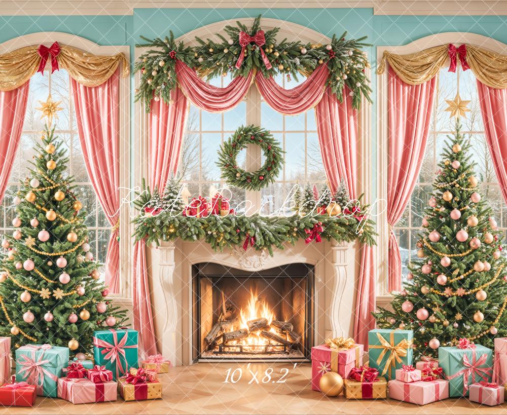 Kate Christmas Backdrop Trees Gifts Window Designed by Emetselch