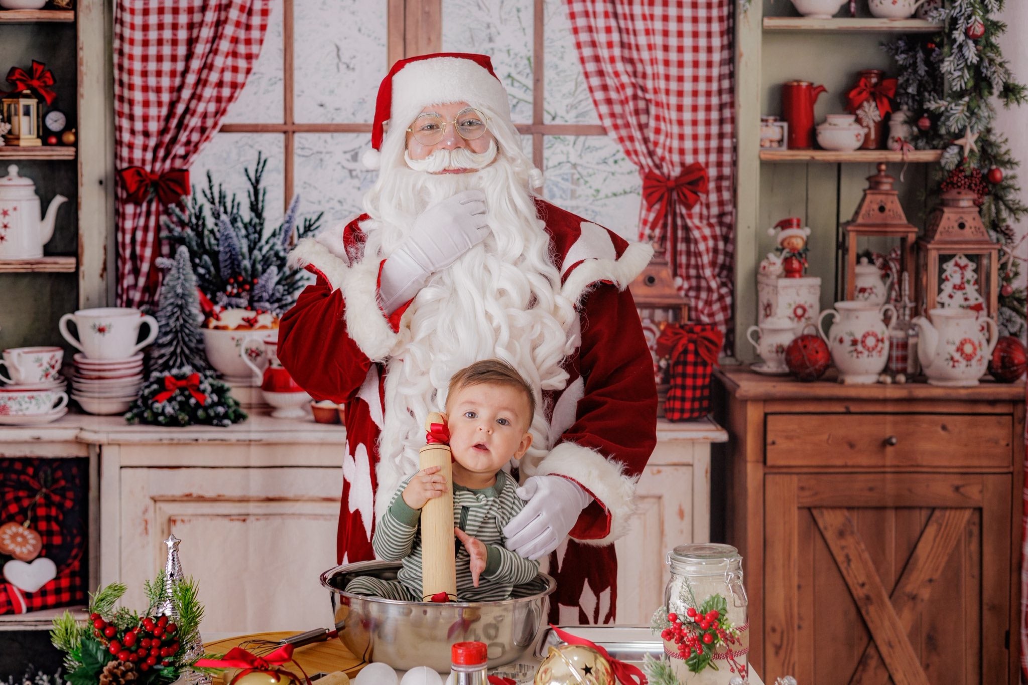 Kate Christmas Window Red Curtains Backdrop Designed by Emetselch