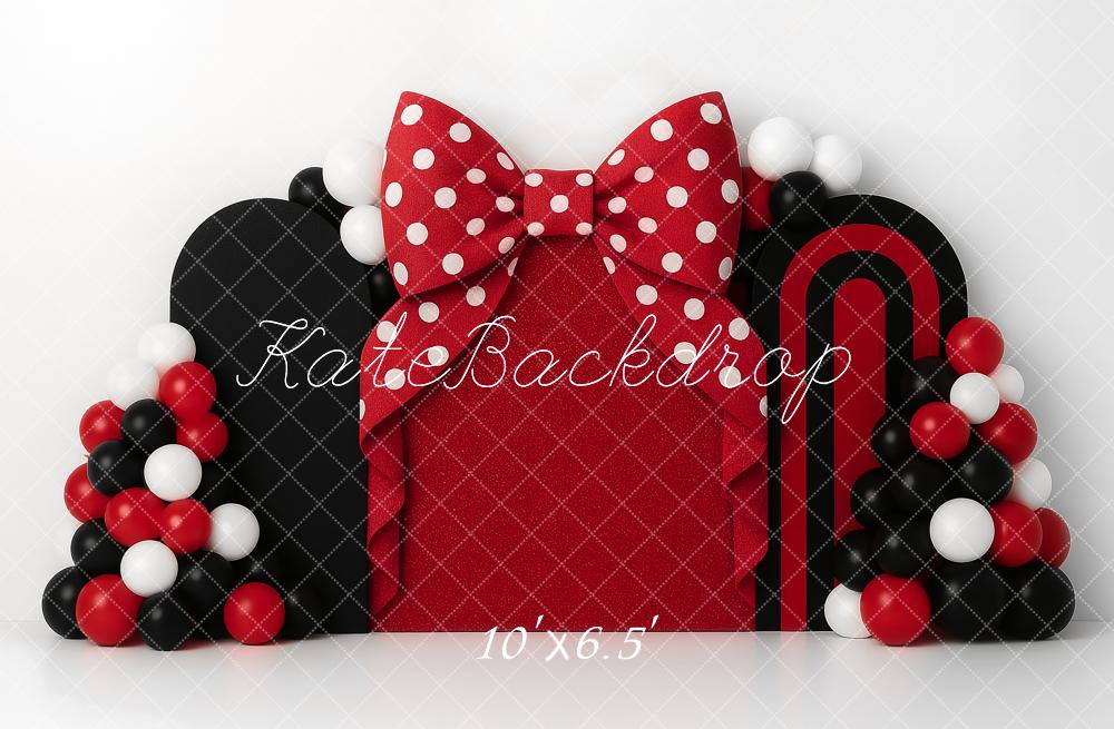 Kate Red Bow Birthday Party Backdrop Designed by Ashley Paul - Kate Backdrop AU