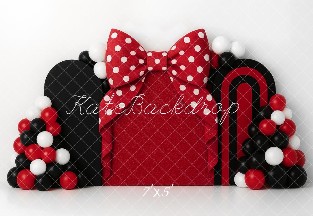 Kate Red Bow Birthday Party Backdrop Designed by Ashley Paul - Kate Backdrop AU