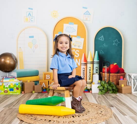 Kate Back to School Books Crayons Backdrop Designed by Patty Roberts