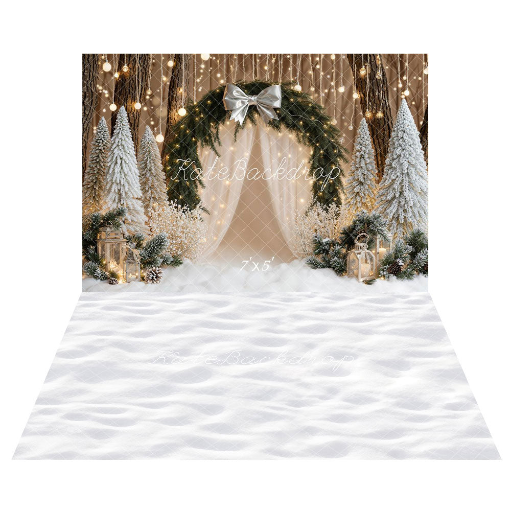 Kate Christmas Tree Arch Bow Backdrop+Snow Floor Backdrop - Kate Backdrop AU