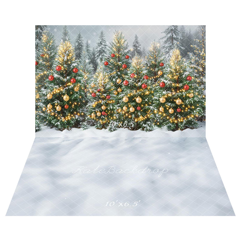Kate Christmas Tree Forest Backdrop+Winter Snow Floor Backdrop - Kate Backdrop AU