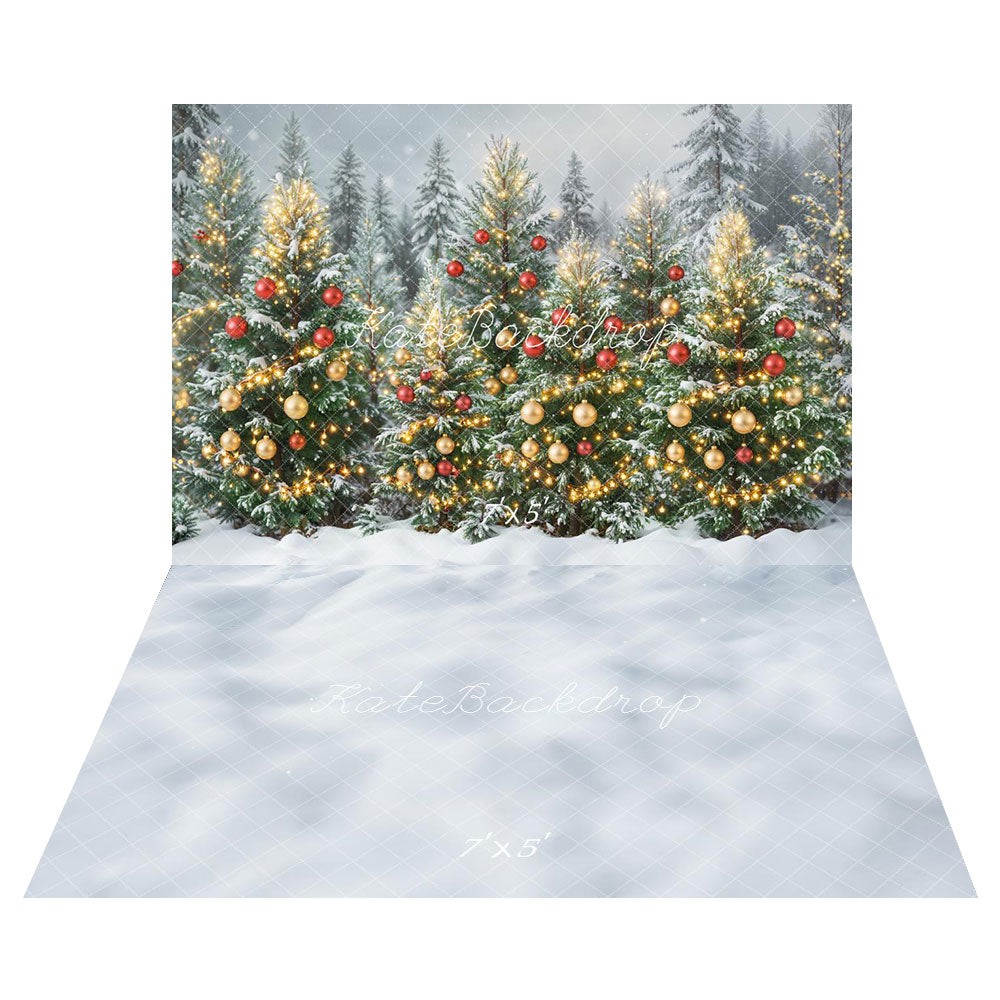 Kate Christmas Tree Forest Backdrop+Winter Snow Floor Backdrop - Kate Backdrop AU