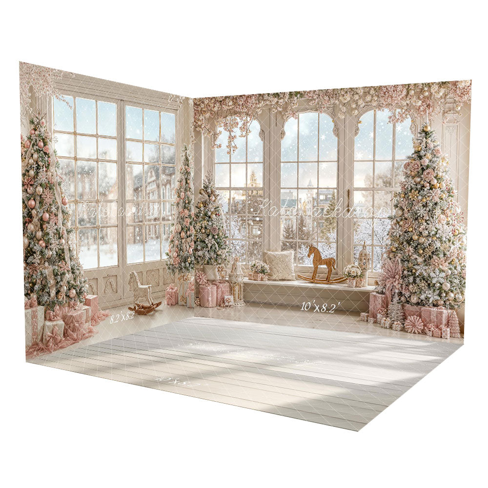 Kate Christmas Trees Gifts Window Winter Room Set - Kate Backdrop AU