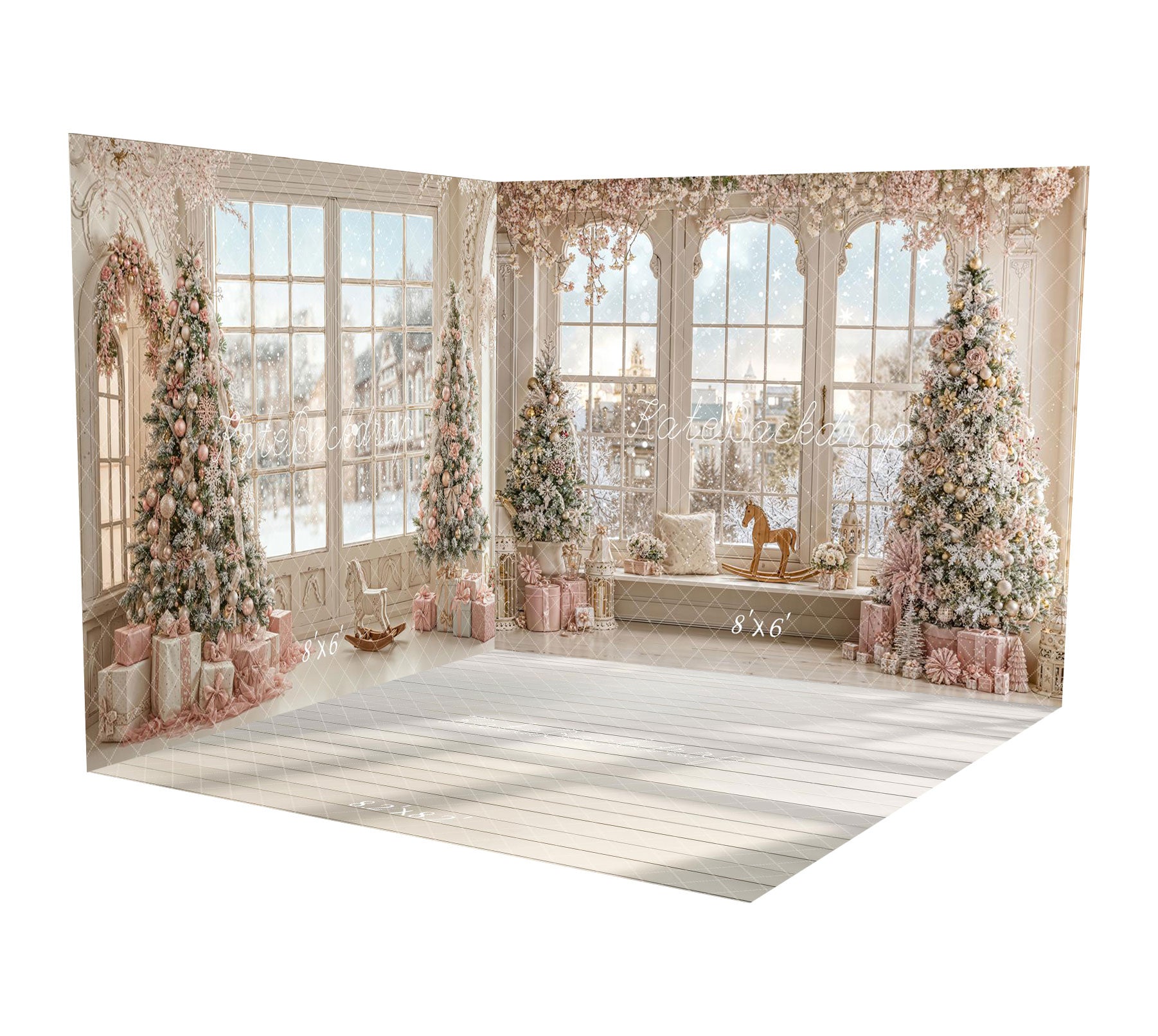 Kate Christmas Trees Gifts Window Winter Room Set - Kate Backdrop AU