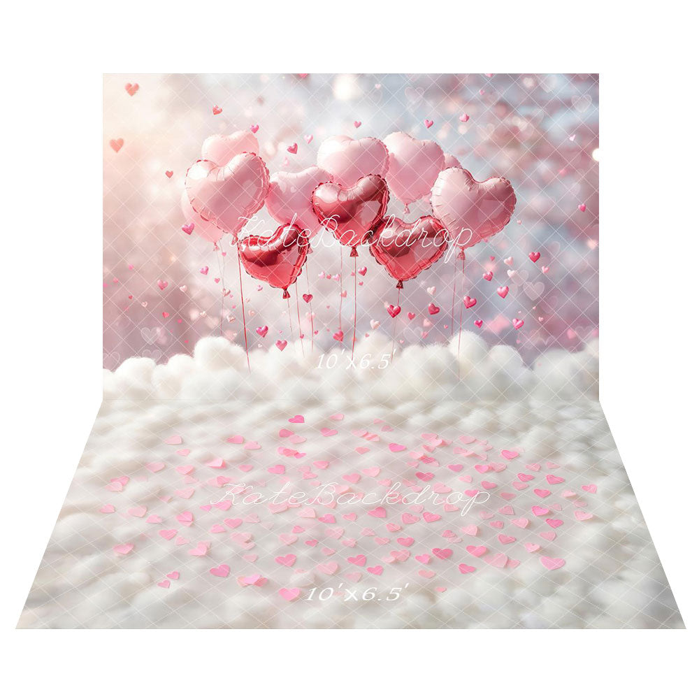 Kate Valentine's Day Heart-shaped Balloons  + Clouds Floor Backdrop